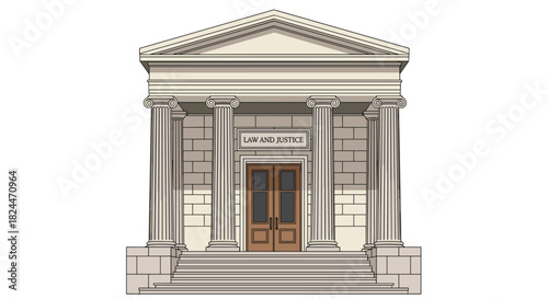 Elegant courthouse facade with classic columns and steps evokes trust and authority for legal services and government architecture projects