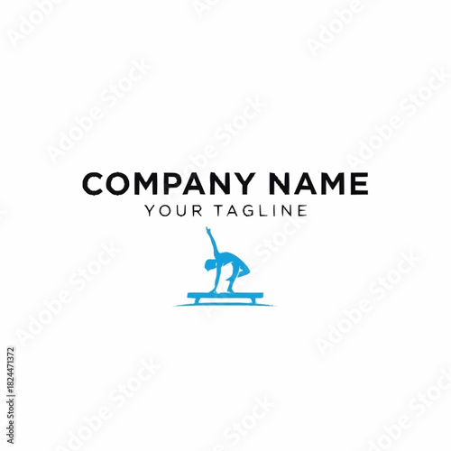Gymnast Performing on Balance Beam Logo Design.