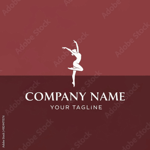 Elegant white silhouette of a graceful ballerina dancer logo design.