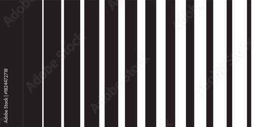 Horizontal line pattern. From thin line to thick. Black white horizontal stripes seamless pattern.