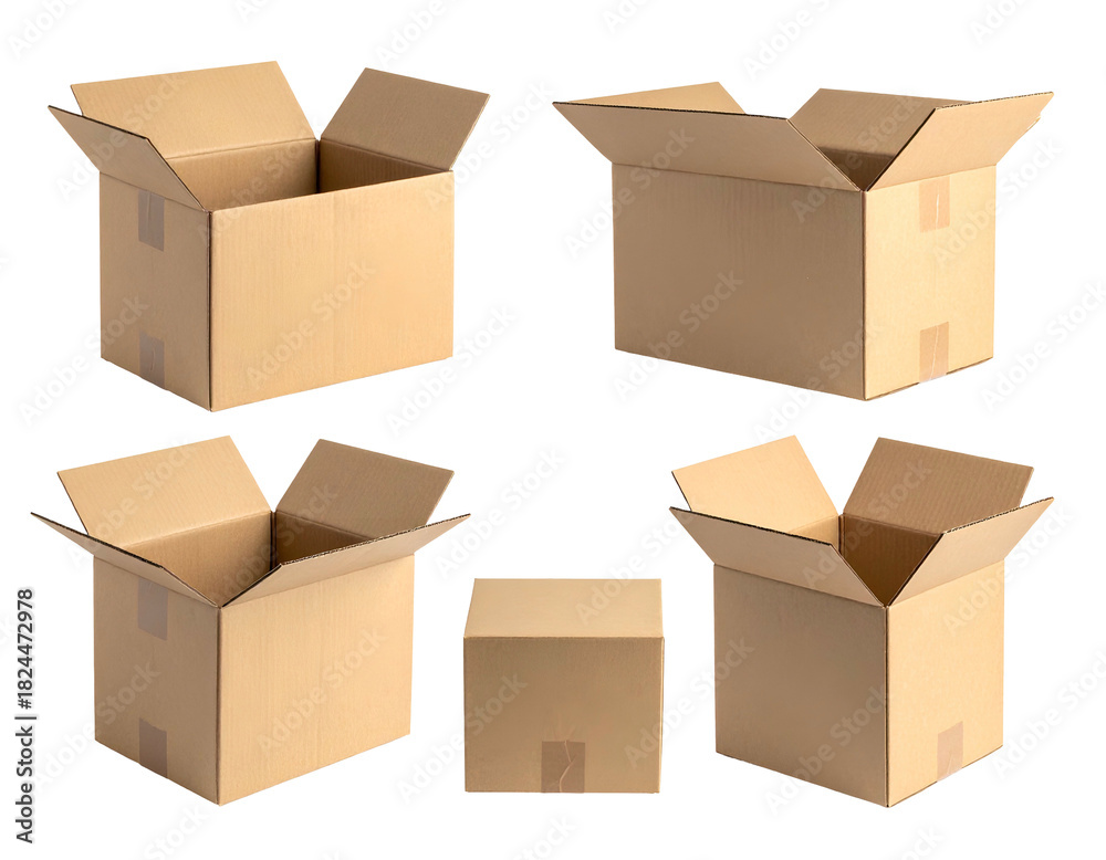 Fototapeta premium Open & closed cardboard boxes