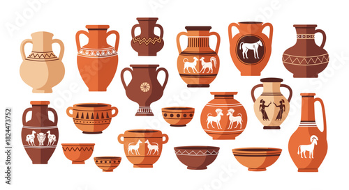 Ancient Greek pottery collection, perfect for history lessons, museum displays, and adding a touch of classic elegance to your design projects