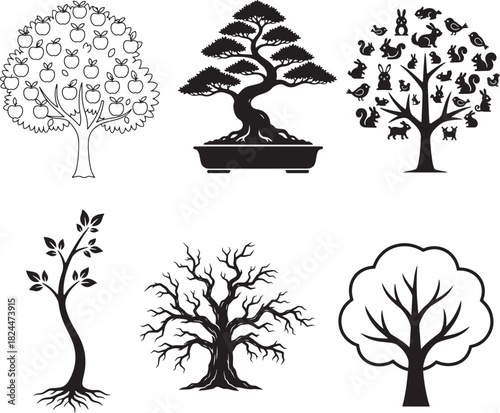 tree silhouette with white background