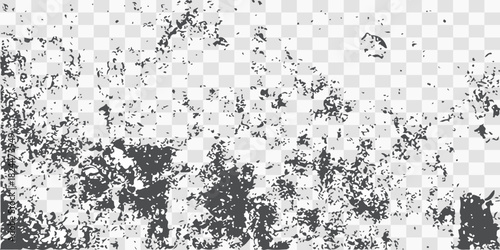 Abstract grunge black and white PNG texture with vintage floral ink pattern, ideal for a dark decorative border or old paper background design.