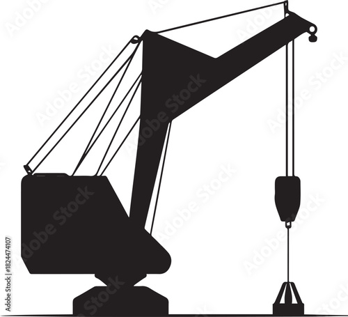silhouette vector art of crane machine