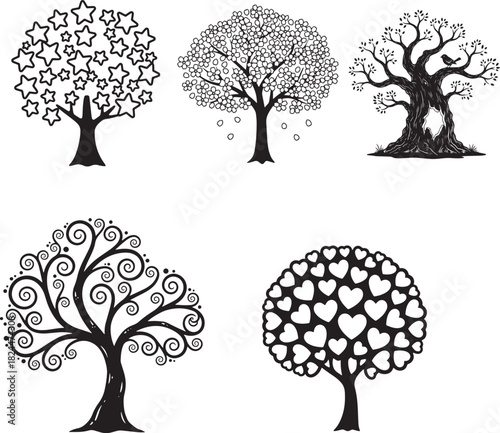 tree silhouette with white background