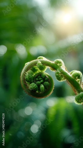 Koru Unfurling Fern Frond Background Symbolizing New Life and Growth (Māori)