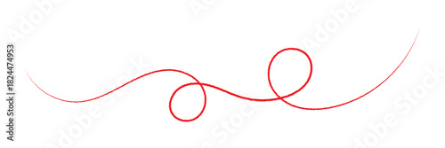 A red silk thread looped in a circle form, extending on both ends, symbolizing the red thread of fate in chinese tradition, EPS 10