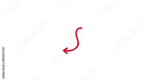 S-Curve Left Arrow Hand Drawn Animation (Transparent Background)