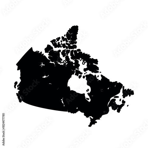 Canada Map Silhouette Vector Graphic - A Black Outline Representation of the Country