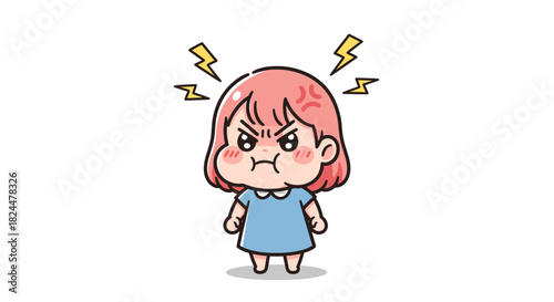 Vector cartoon illustration of a little girl with a big pencil and headphones smiling for school education and drawing art