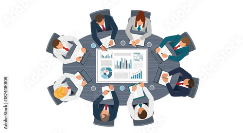 Meeting Around a Round Table Team Collaboration and Business Strategy Discussion