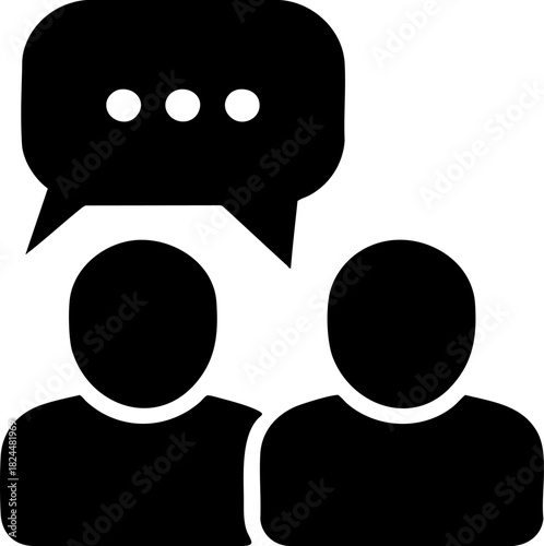 Flat vector icon of job interview speech bubbles representing communication in HR and recruiting