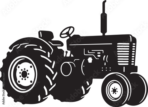 tractor silhouette on white background