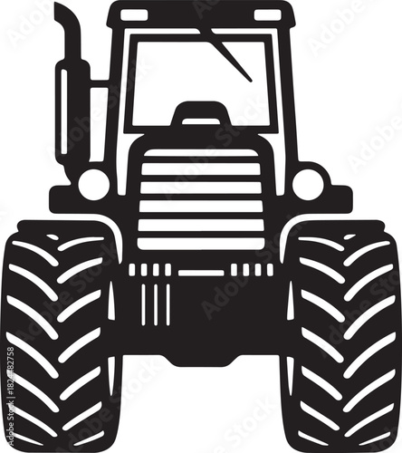 tractor silhouette on white background