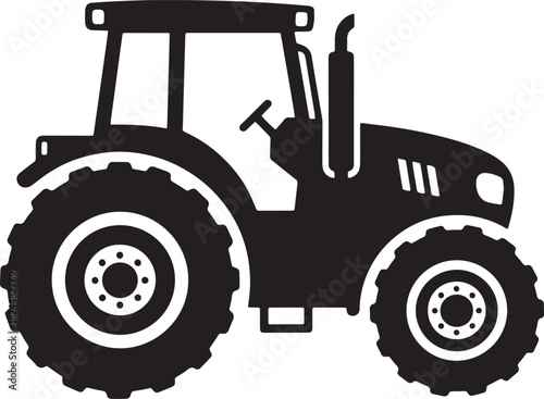 tractor silhouette on white background