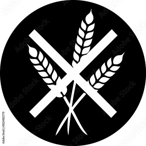 Wheat crossed out symbol signifying gluten free diet for food labeling