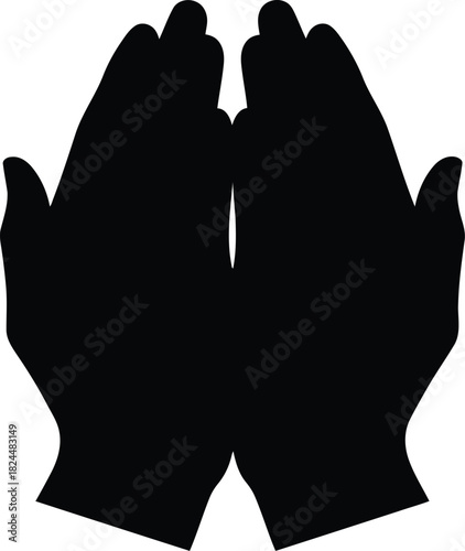 Silhouette icon of two human hands held up together in a gesture of prayer or supplication