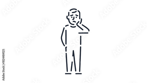 A line drawing of a person, appearing to be in a thoughtful mood.