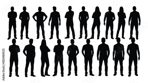 Diverse human silhouettes collection isolated on white background, Vector