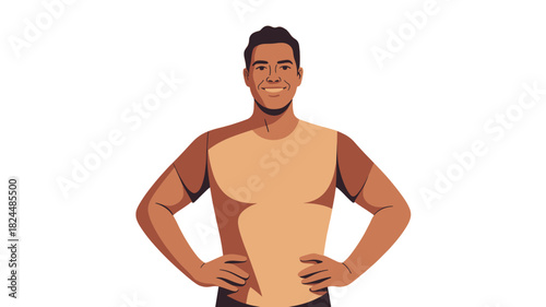 A portrait of a confident and healthy man with hands on hip.