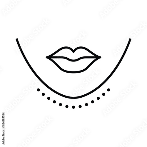 Chin lifting line icon. Fat lift procedure sign. Face cosmetic medicine symbol. Illustration for web and mobile app. Line style face beauty care icon. Editable stroke lift chin. Vector