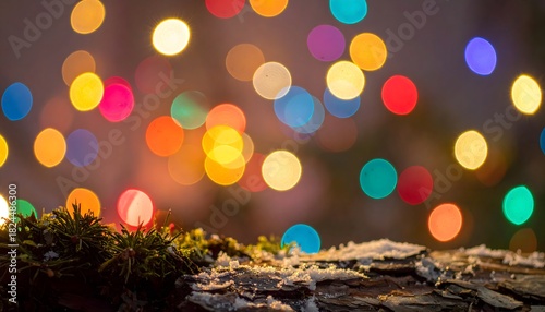 Christmas bokeh lights illuminating winter season decor