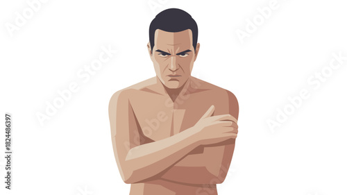 A focused illustration of a man with crossed arms.