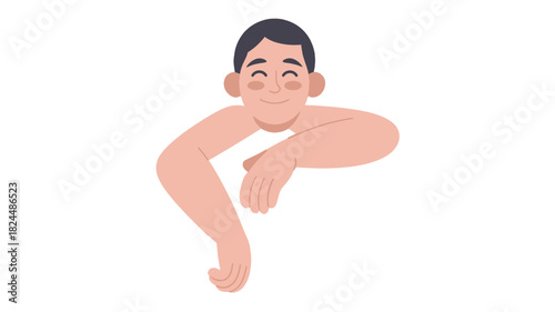 A happy person leaning, depicted in an illustration.
