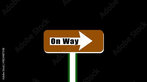 Abstract close up slow motion of one way text with arrow symbol traffic sign signaling to car traffic only one-way movement direction left to right way