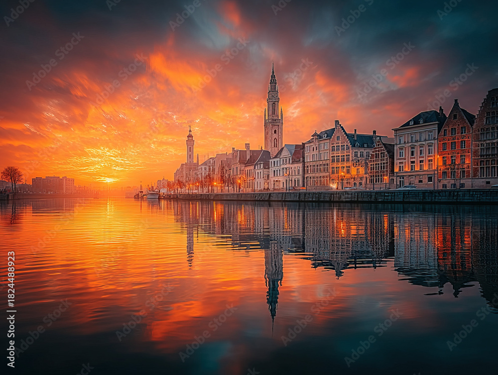 Fototapeta premium Antwerpen Belgium skyline