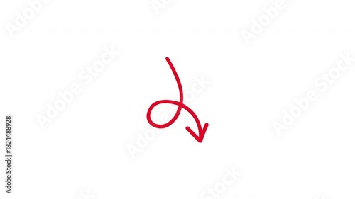 Curved Loop Down Arrow Hand Drawn Animation (Transparent Background)