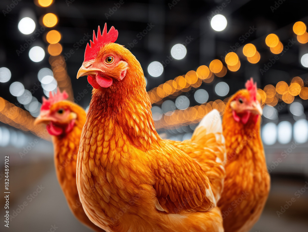 Fototapeta premium Broiler chicken farm interior