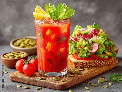 Caesar cocktail in a tall g...