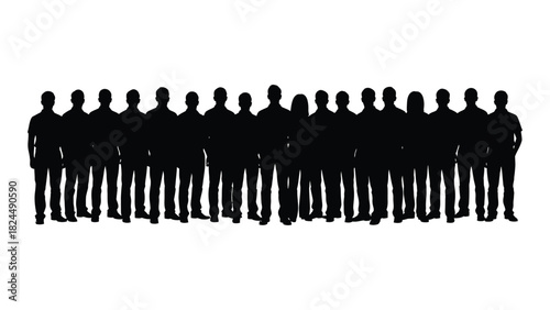 Group of diverse people silhouettes isolated on white background, Vector