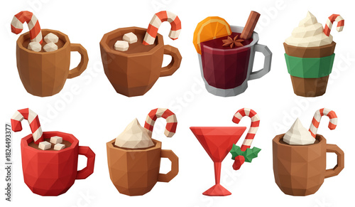 Wallpaper Mural Festive polygonal holiday drinks Torontodigital.ca