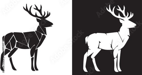 Geometric abstract and classic stag silhouettes minimalist vector