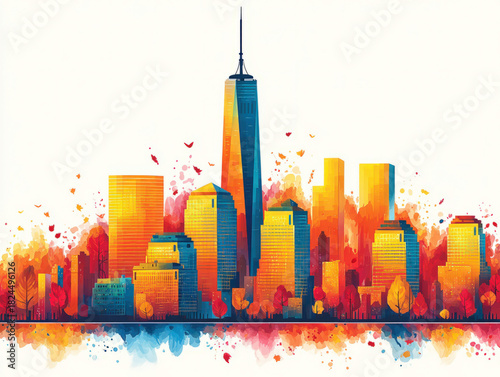 New York City skyline silho...