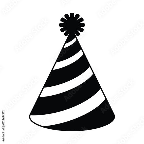 Party hat striped black and white silhouette