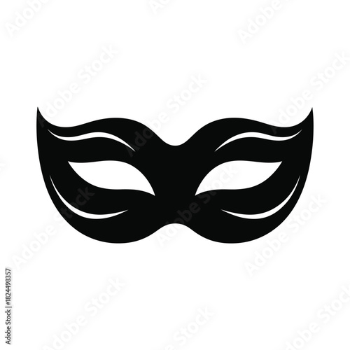 Black masquerade mask isolated on white background silhouette