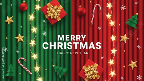 Festive christmas and happy new year celebration with gifts and decorations