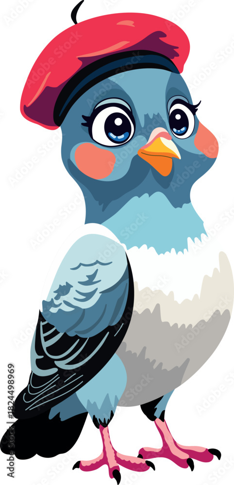 Fototapeta premium Pigeon Wearing a Red Beret