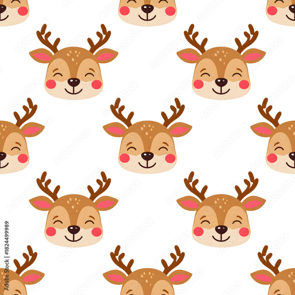 Obraz premium A funny cartoon Christmas reindeer vector set, perfect for winter holiday greeting card illustration