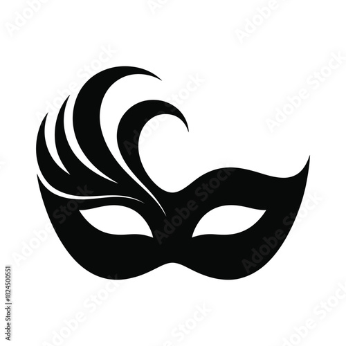 Elegant masquerade mask with feathers silhouette