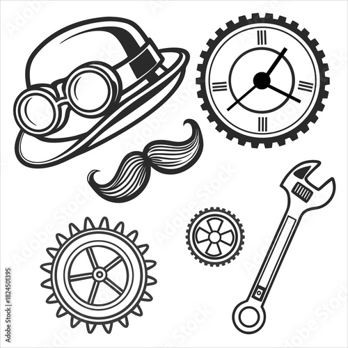 Vector set of clock icons, symbols, and illustrations for business time design concept