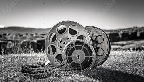 explore vintage film reel black and white photography for retro movie and cinema enthusiasts