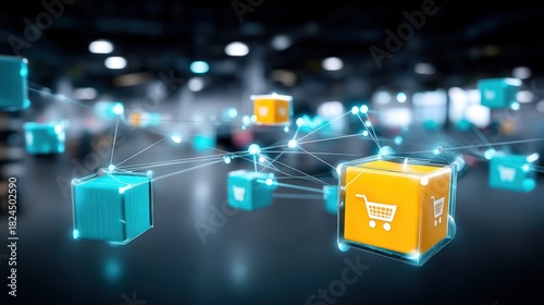 Innovative e-commerce solutions transforming retail spaces virtual environment digital marketing strategy futuristic technology integration