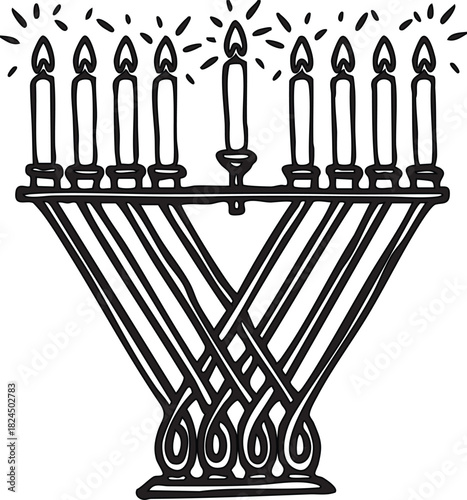 Vector of Hanukkah Menorah Candles