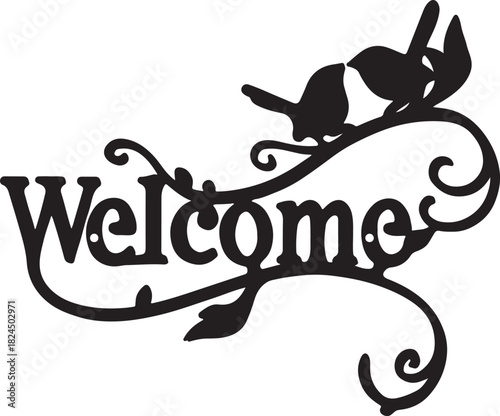 Welcome and Bird Design Typography