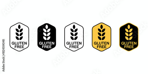 Gluten free food allergy diet and celiac disease symbol icon set
